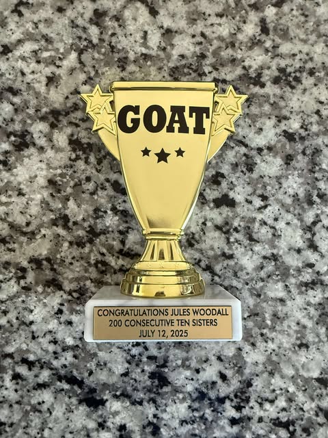 A GOAT trophy is waiting for Jules Woodall if he shows up and completes the Rusty Rudder 5K.